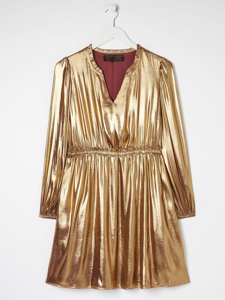 fat face Natural Annabelle Metallic Dress