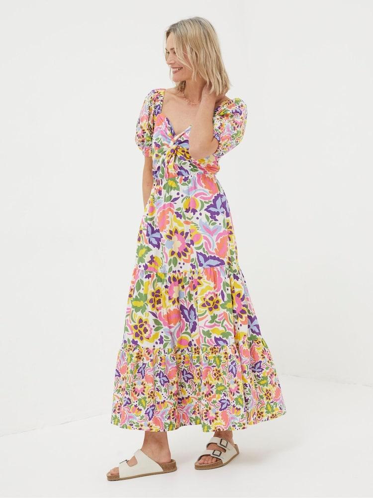 Fat Face Natural Art Floral Midi Dress