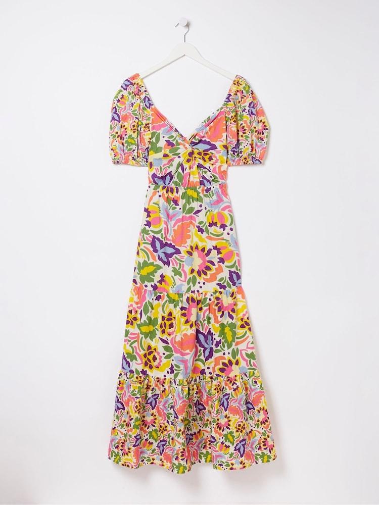 fat face Natural Art Floral Midi Dress