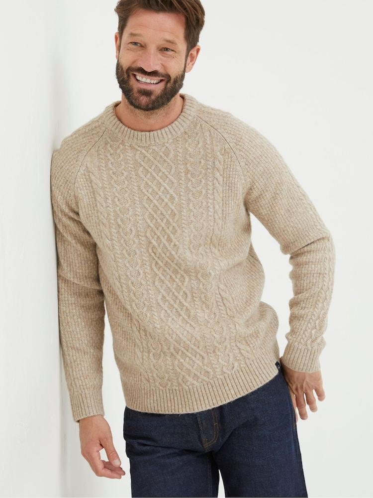 Fat Face Natural Cable Crew Jumper