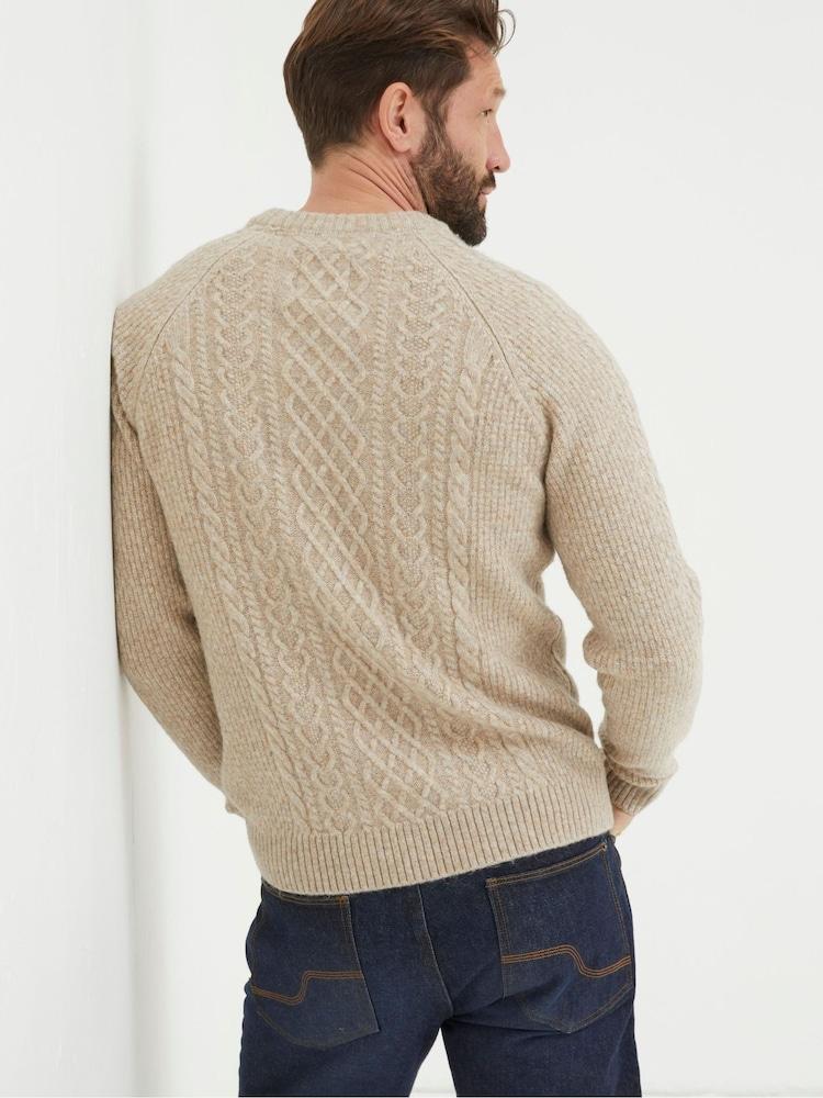 Fat Face Natural Cable Crew Jumper