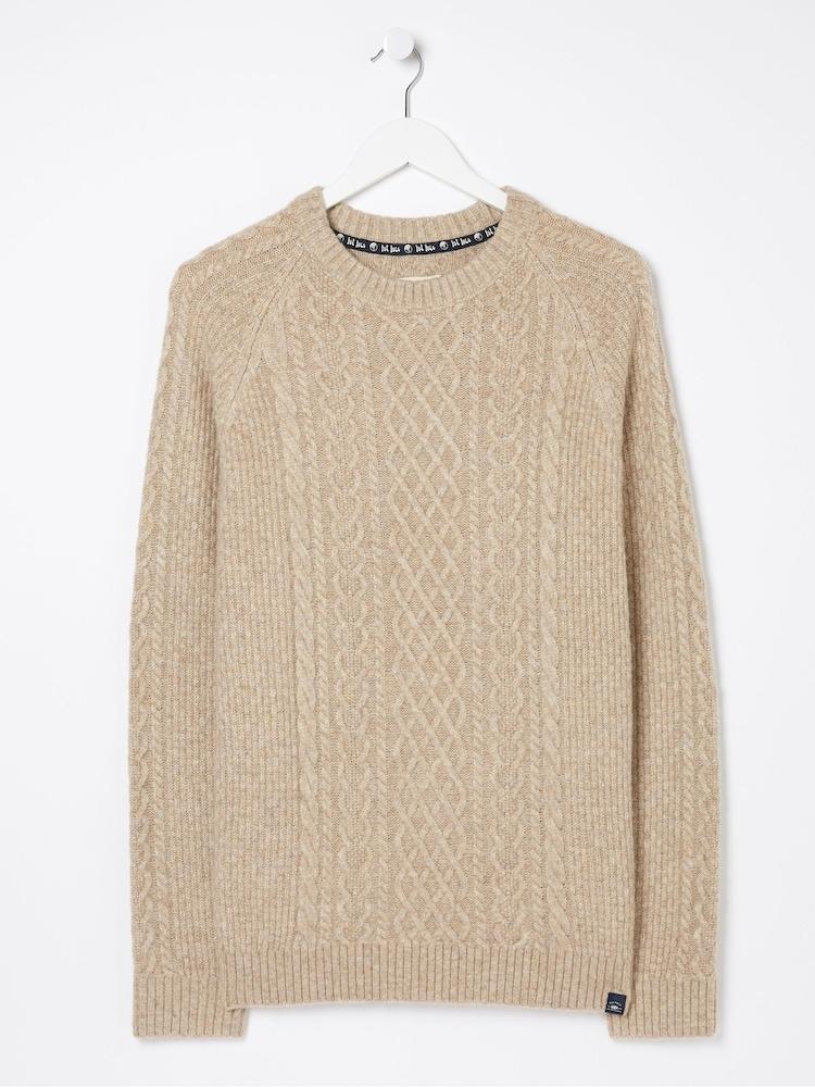 fat face Natural Cable Crew Jumper