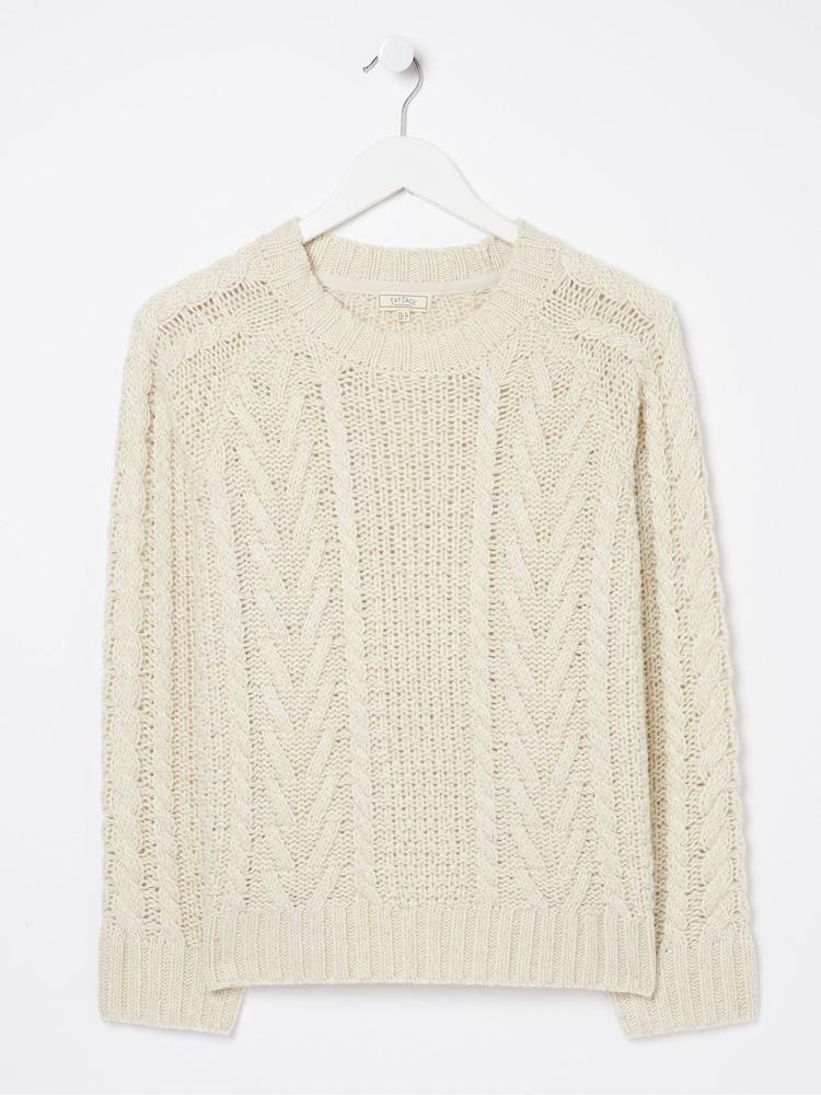 fat face Natural Candice Cable Crew Jumper