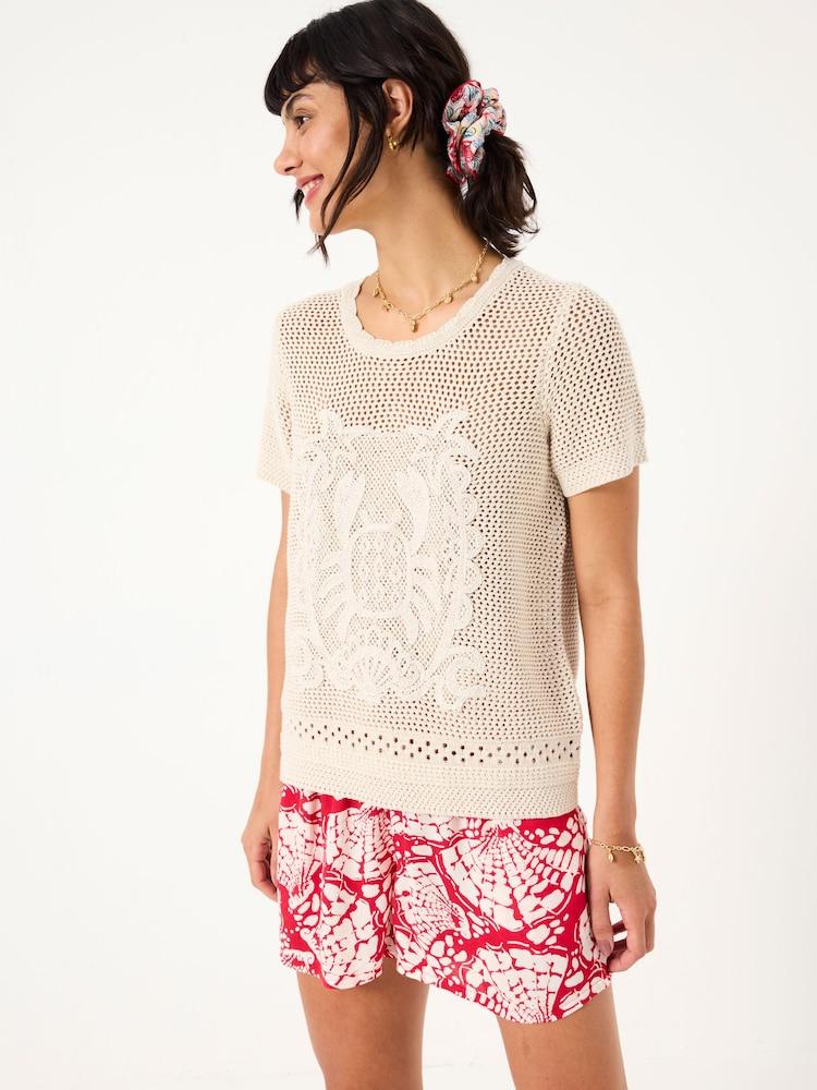 Fat Face Natural Crab Pattern Knitted T Shirt