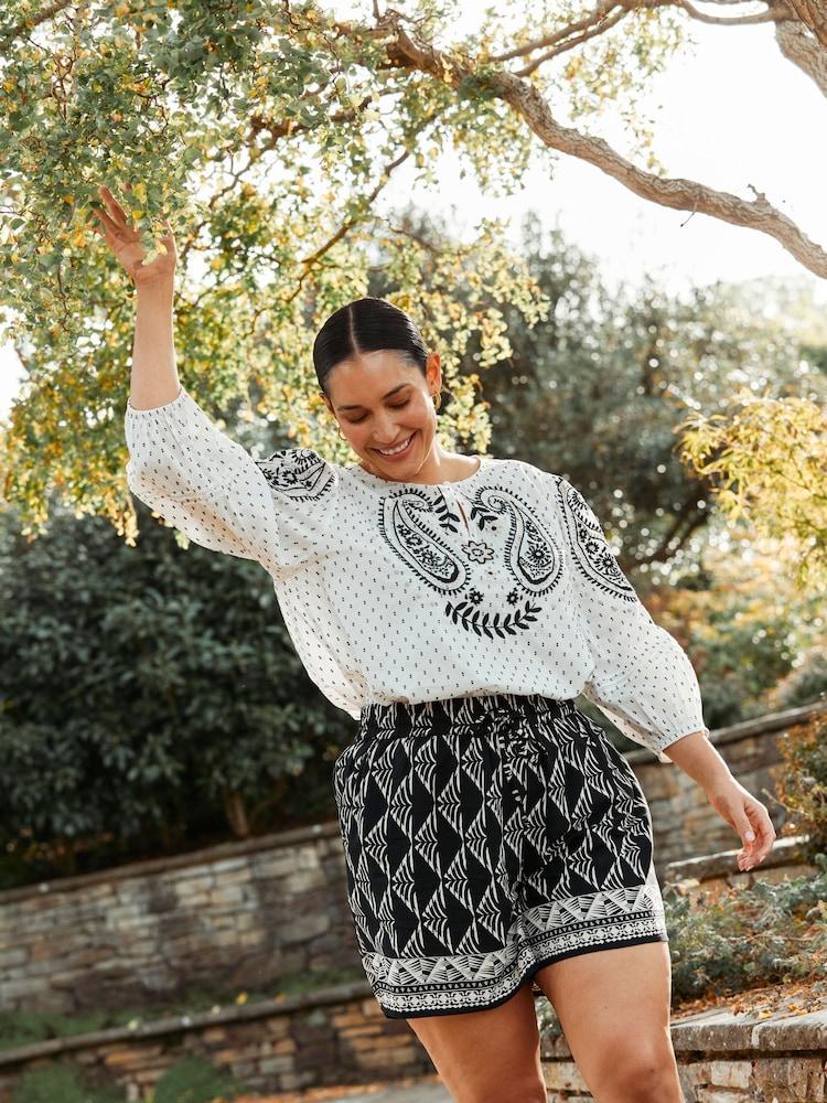 Fat Face Natural Embroidered Blouse