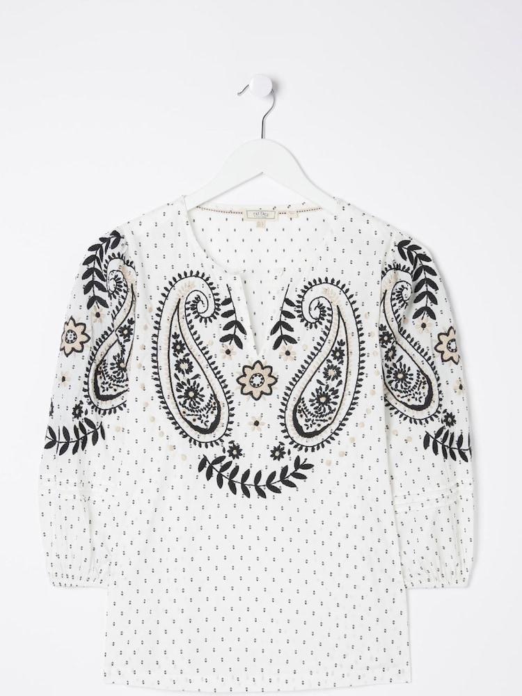 fat face Natural Embroidered Blouse