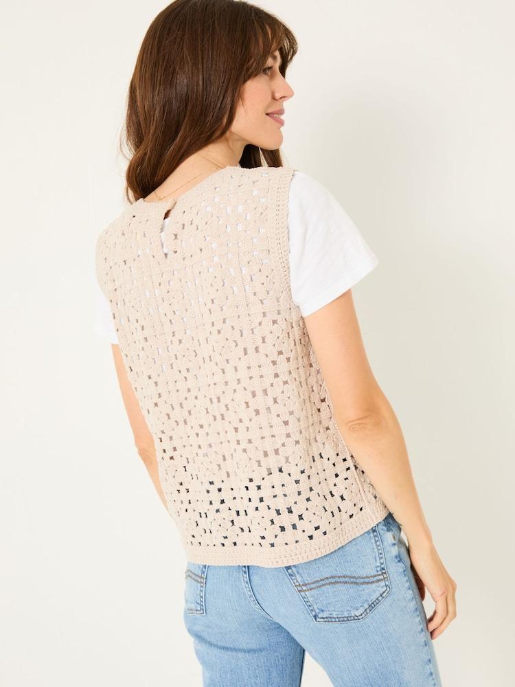 Fat Face Natural Finch Crochet Tank