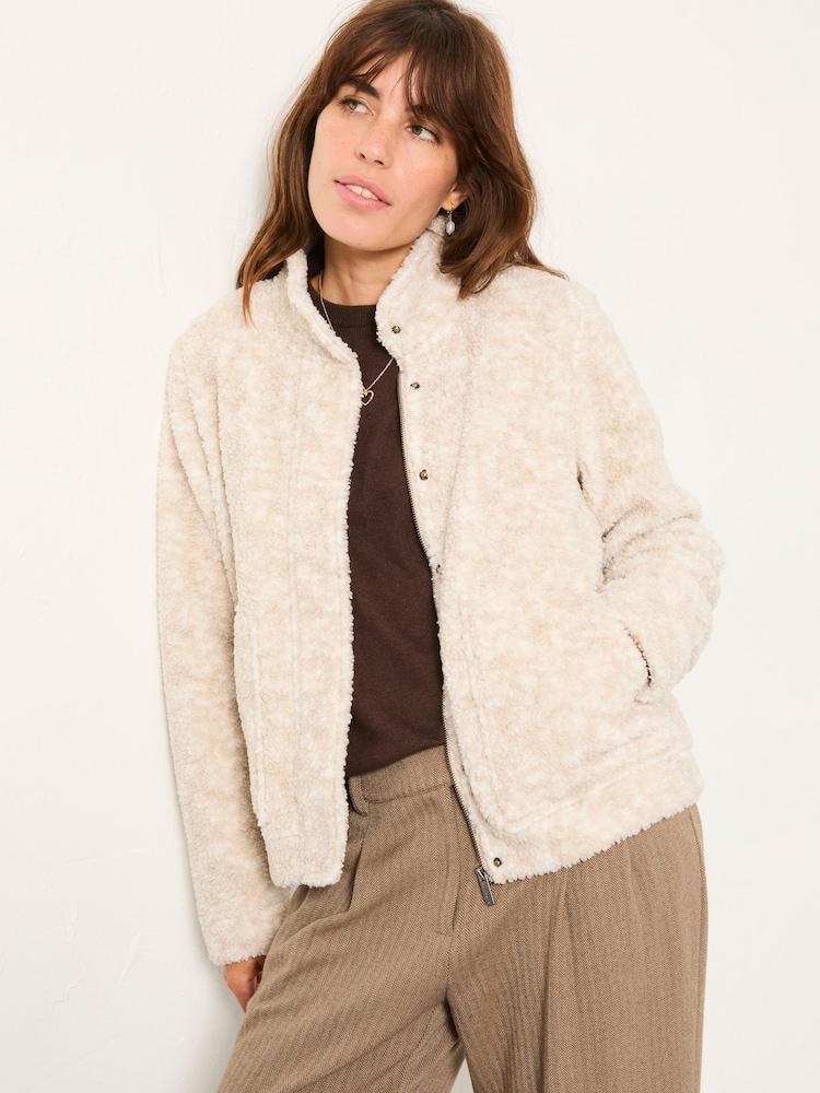 Fat Face Natural Fleece Bomber Zip Through Jacket