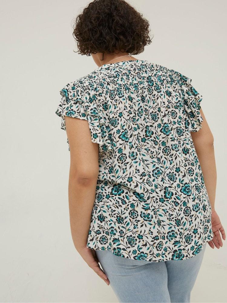 Fat Face Natural Kai Sketched Floral Top