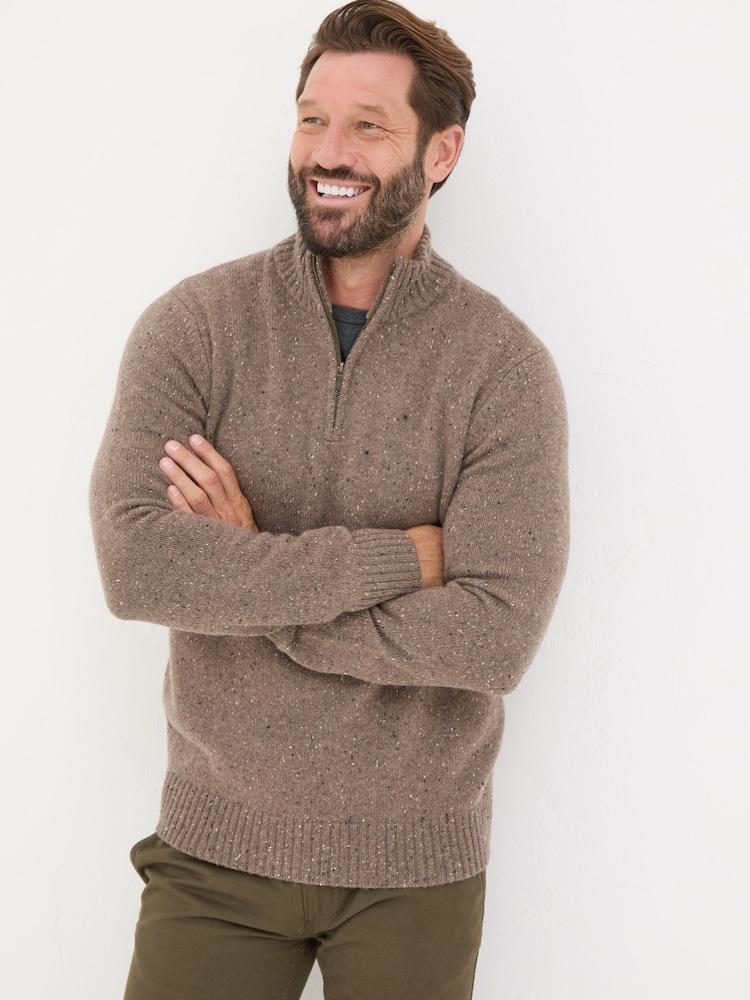 Fat Face Natural Lambswool Half Neck Jumper