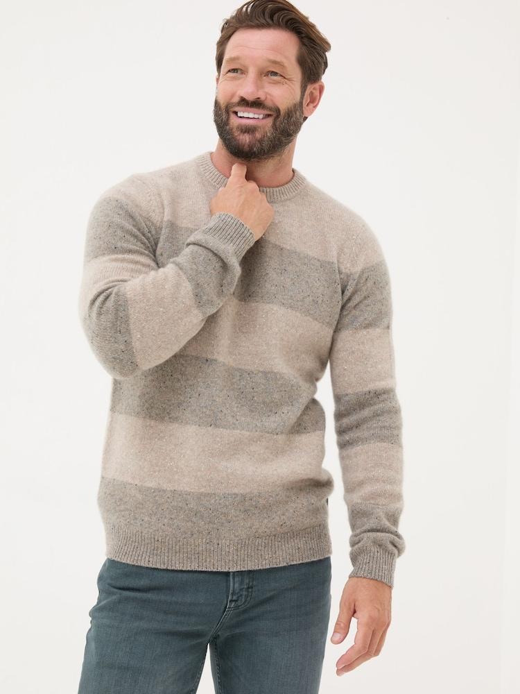 Fat Face Natural Lambswool Knitted Crew Jumper