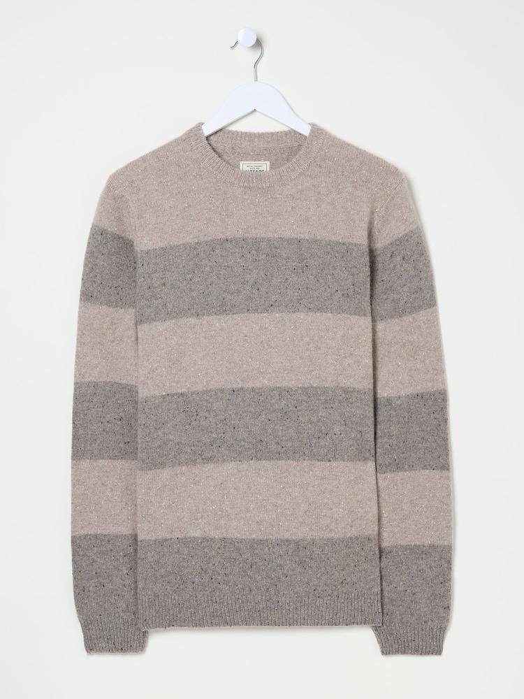 fat face Natural Lambswool Knitted Crew Jumper