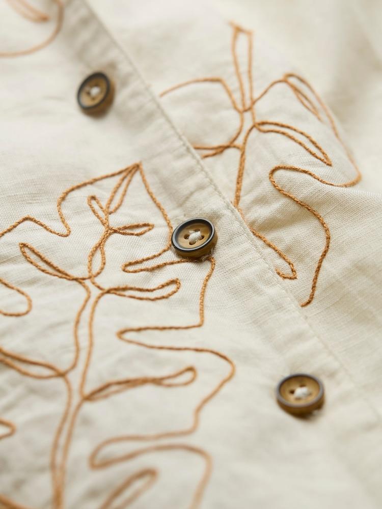 fat face Natural Leaf Embroidered Shirt