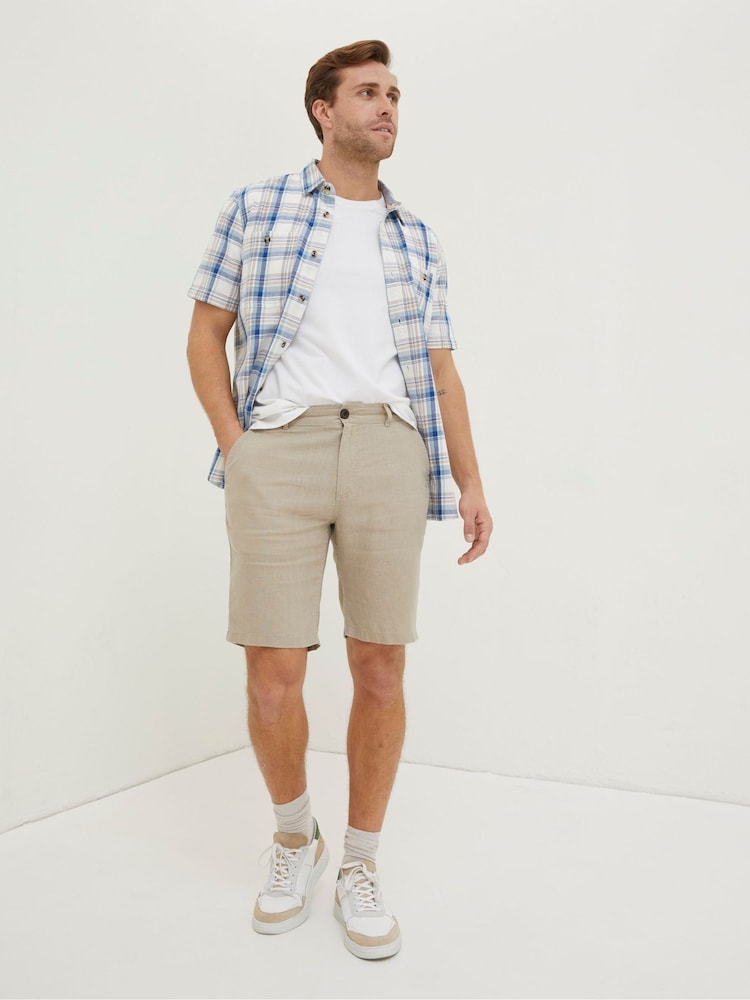 Fat Face Natural Linen Flat Front Shorts
