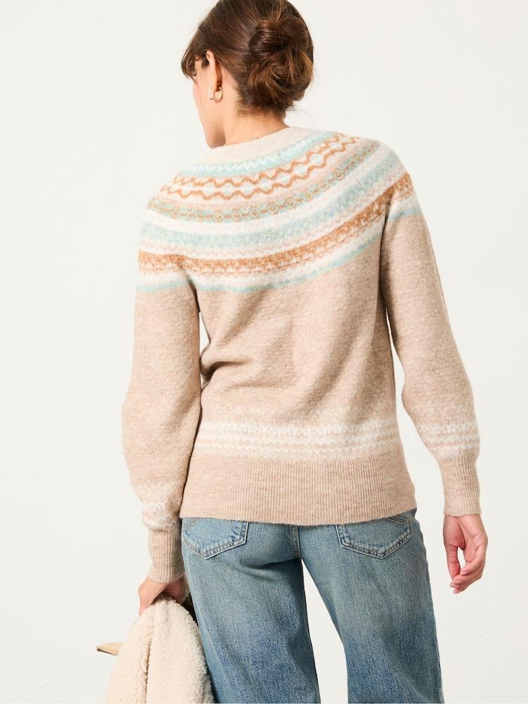 Fat Face Natural Maple Fairisle Knitted Jumper