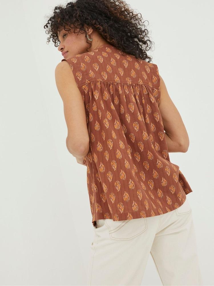Fat Face Natural Morgan Woodblock Cami Blouse