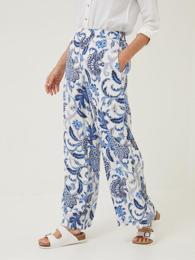 Fat Face Natural Palace Floral Palazzo Trousers