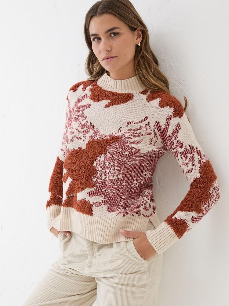 Fat Face Natural Pattern Funnel Neck