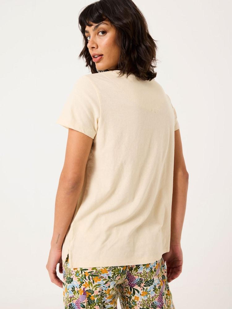 Fat Face Natural Peacock Linen Blend T-Shirt