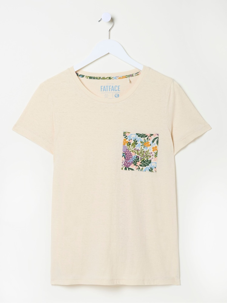 fat face Natural Peacock Linen Blend T-Shirt
