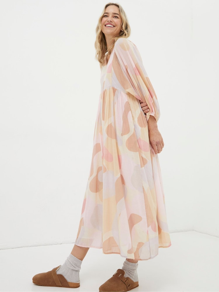 Fat Face Natural Printed Abstract Midi Dress