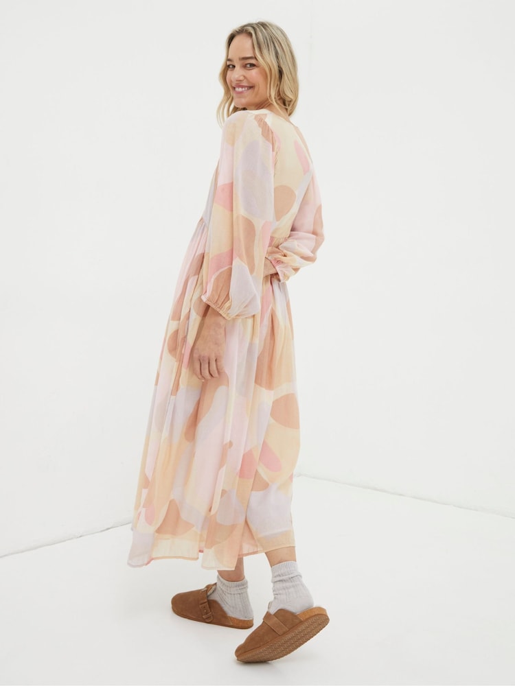 Fat Face Natural Printed Abstract Midi Dress