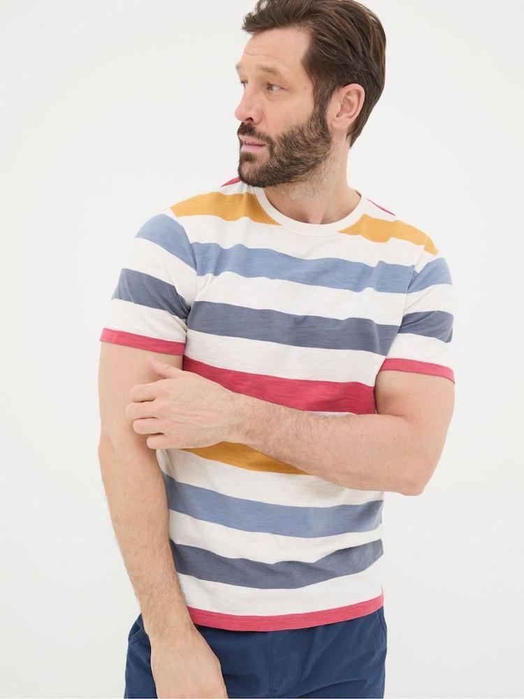 Fat Face Natural Seacombe Block Stripe T-Shirt