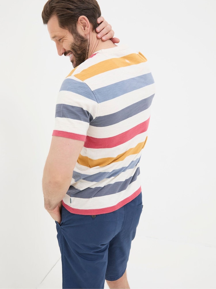 Fat Face Natural Seacombe Block Stripe T-Shirt