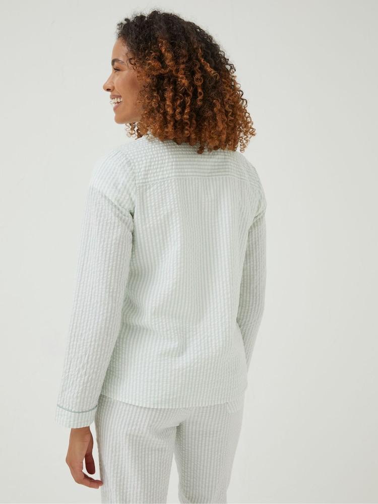 Fat Face Natural Seersucker Stripe Pyjama Shirt