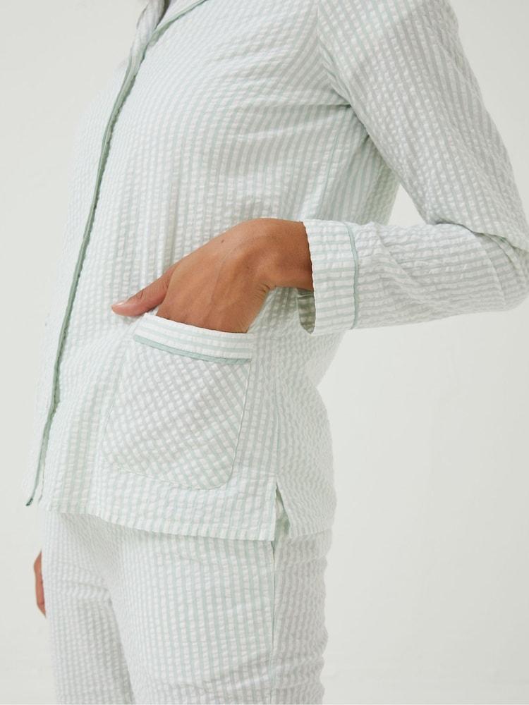 fat face Natural Seersucker Stripe Pyjama Shirt