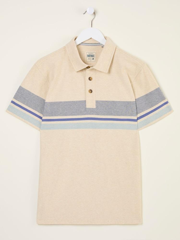 fat face Natural Short Sleeve Chest Stripe Polo