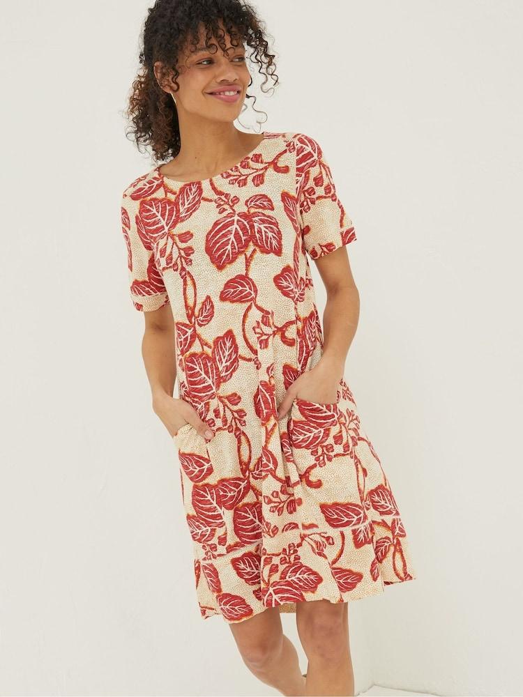 Fat Face Natural Simone Vine Jersey Dress
