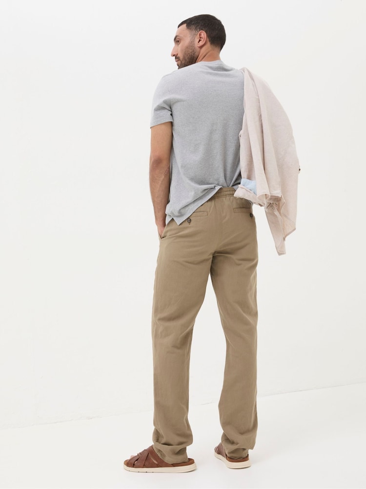 Fat Face Natural Straight Cotton Linen Trousers