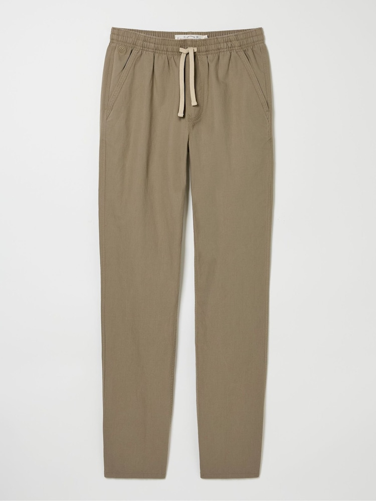 fat face Natural Straight Cotton Linen Trousers