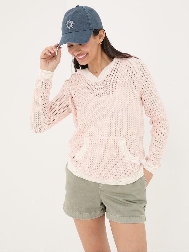 Fat Face Natural Stripe Knitted Hoodie