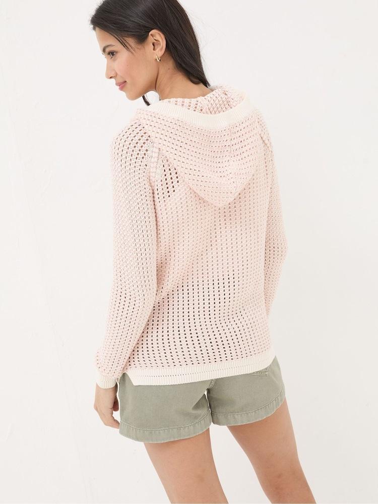 Fat Face Natural Stripe Knitted Hoodie