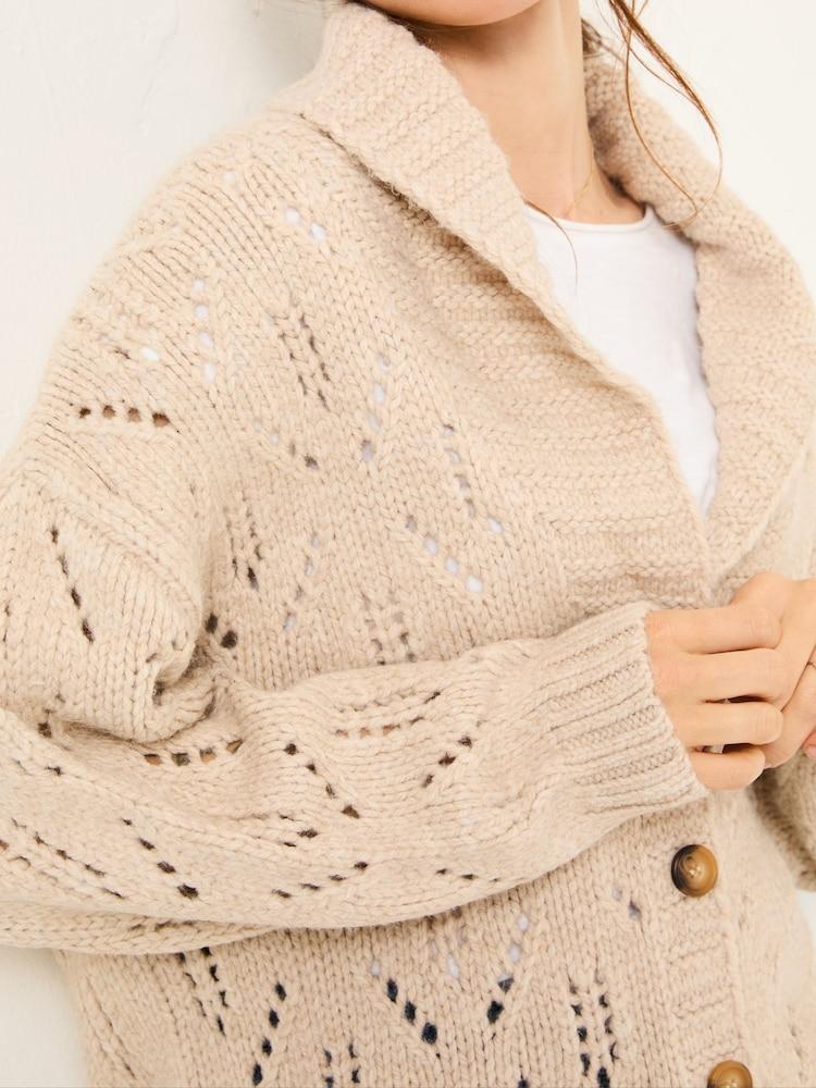 fat face Natural Sylvie Knitted Cardigan