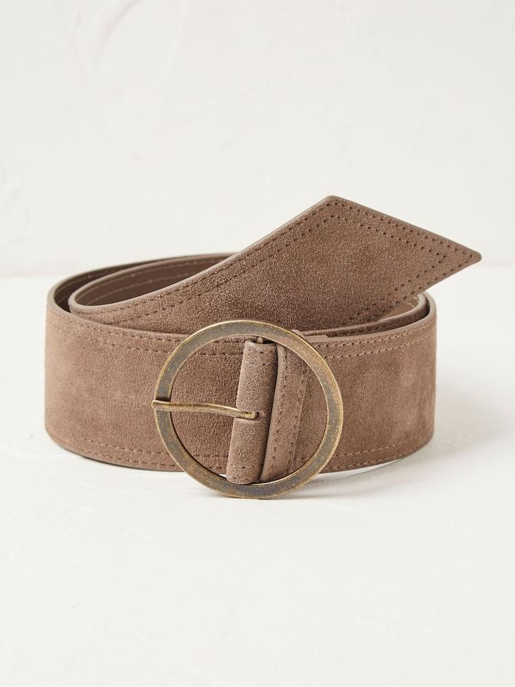 Fat Face Natural Wide Suede Waist Belt