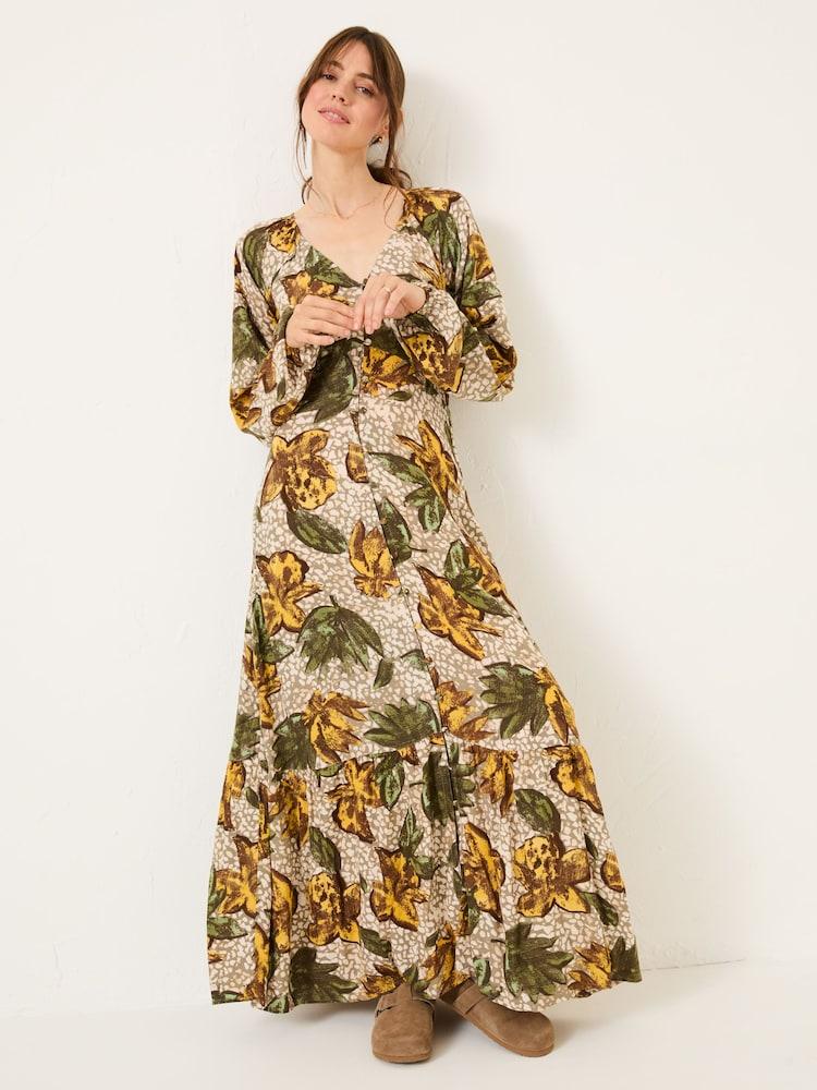Fat Face Natural Wilding Leaves Emma Midi Dress