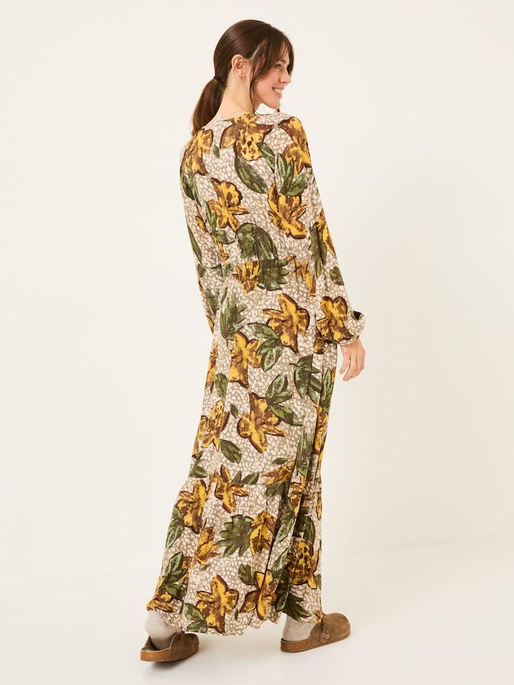 Fat Face Natural Wilding Leaves Emma Midi Dress