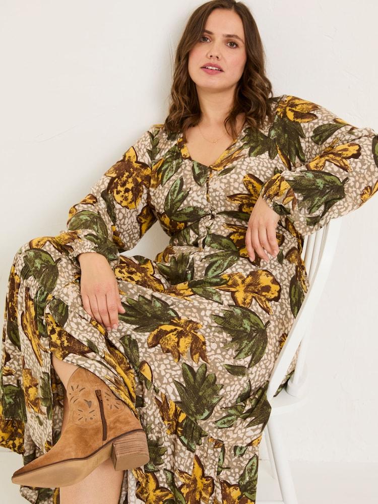 fat face Natural Wilding Leaves Emma Midi Dress