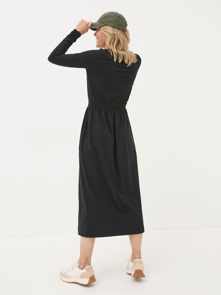 Fat Face Navi Black Midi Jersey Dress