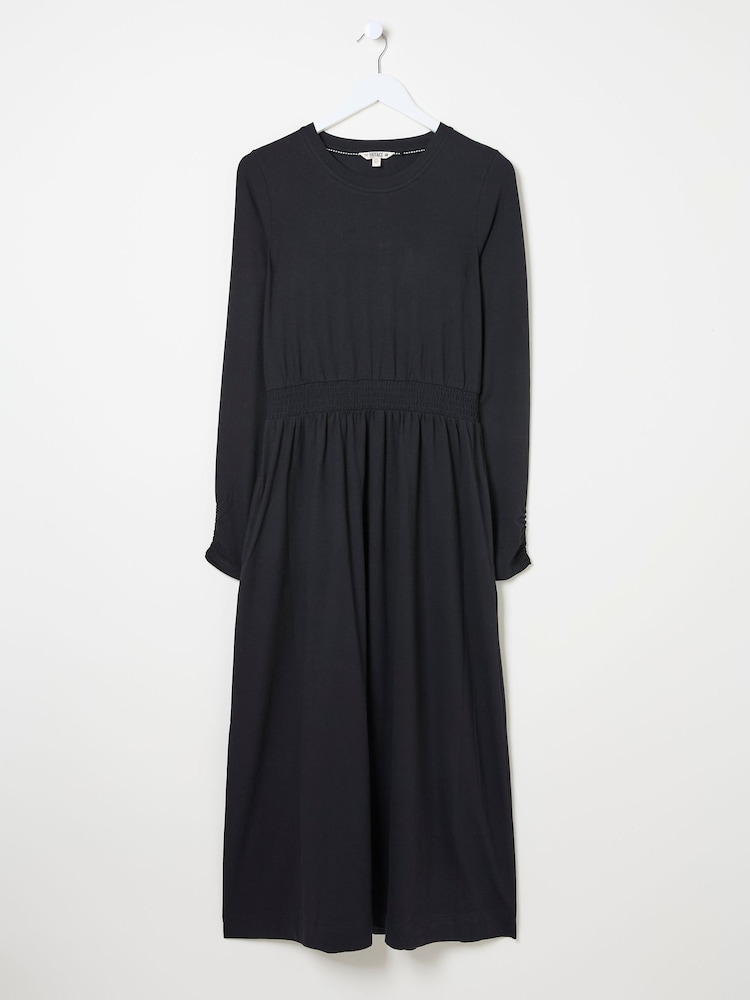 fat face Navi Black Midi Jersey Dress