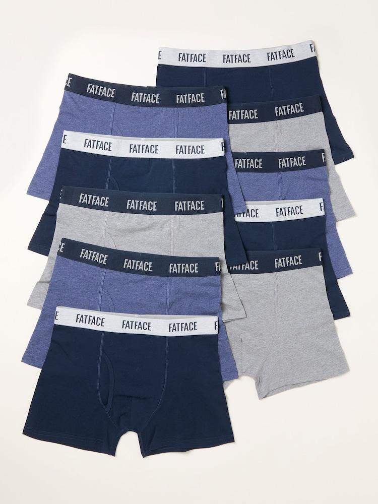 Fat Face Navy 10 Pairs Of Plain Boxers