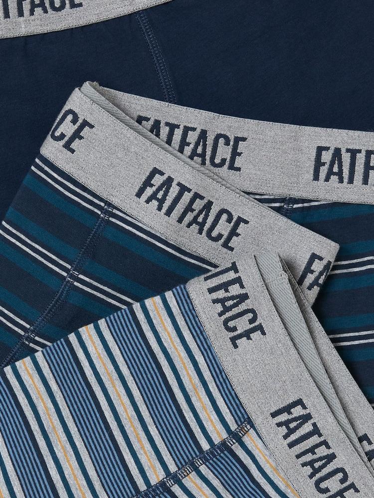 fat face Navy 3 Pack of Stripe Boxers