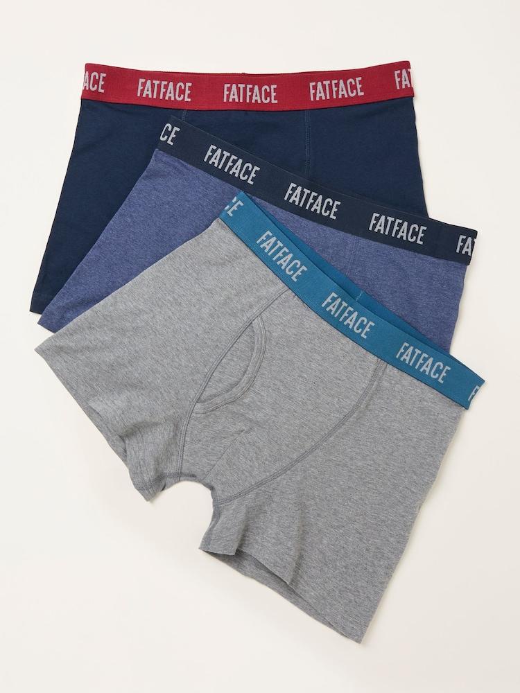 Fat Face Navy 3 Pairs Of Plain Boxers
