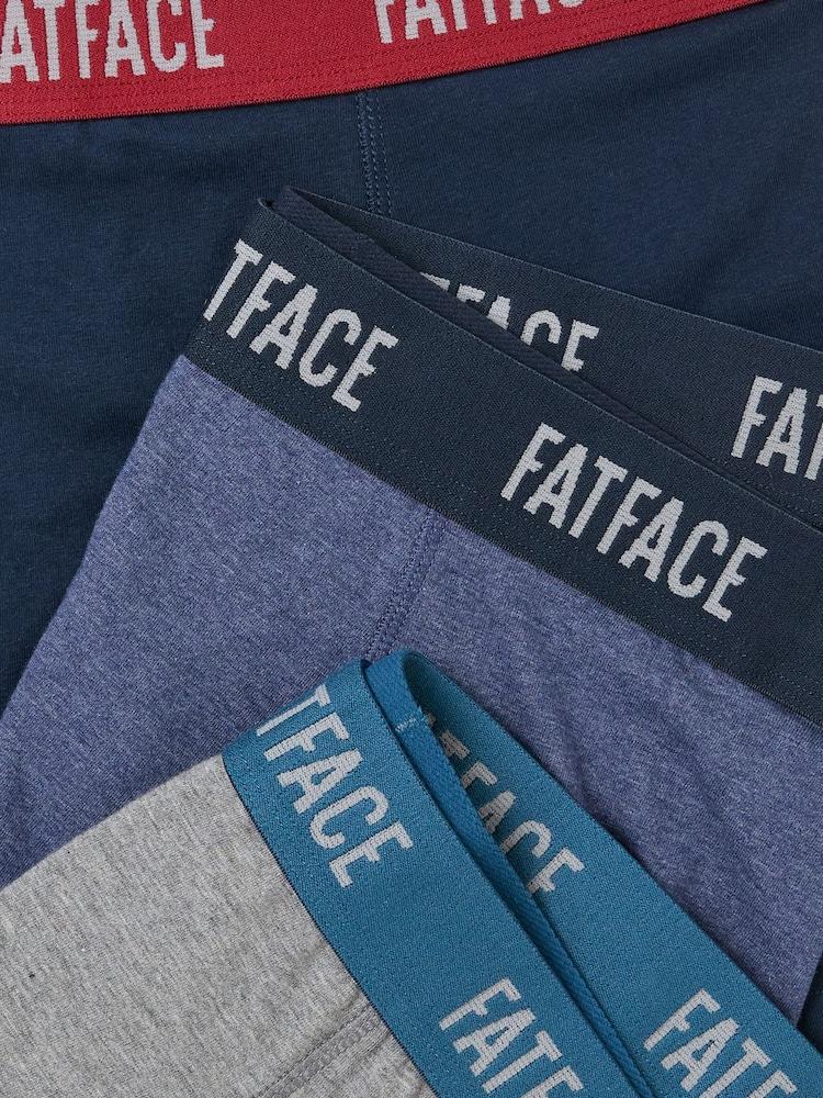 Fat Face Navy 3 Pairs Of Plain Boxers
