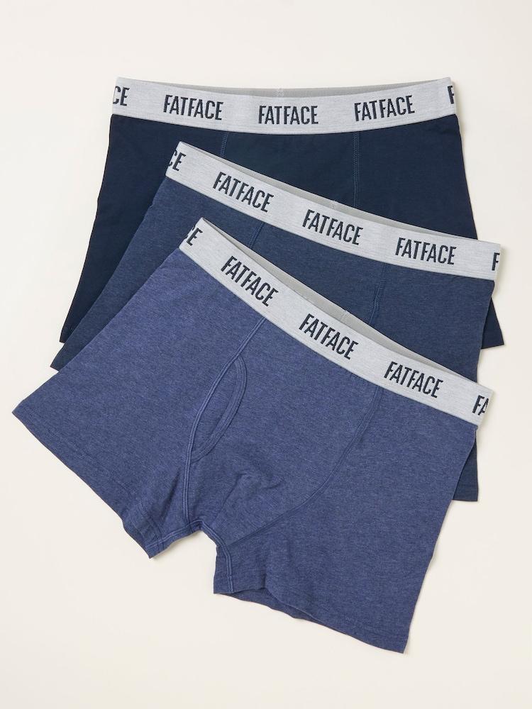 Fat Face Navy 3 Pairs Of Plain Boxers