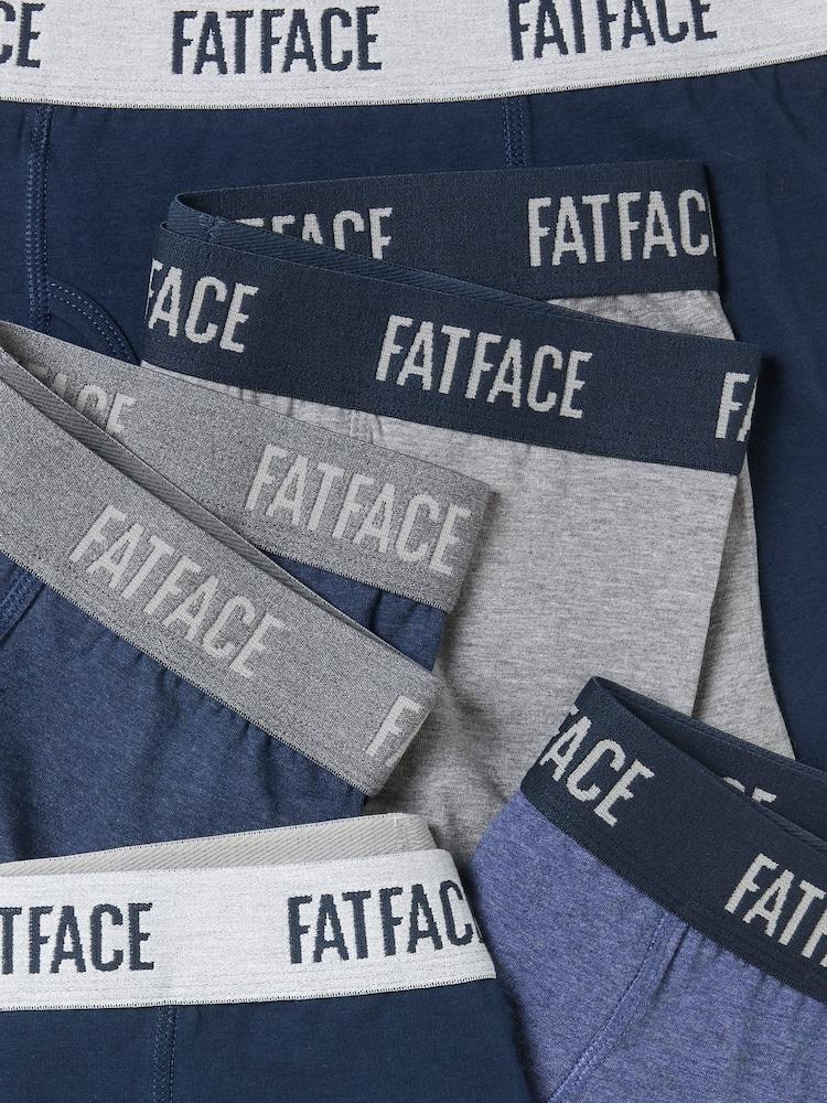 Fat Face Navy 5 Pairs Of Plain Boxers