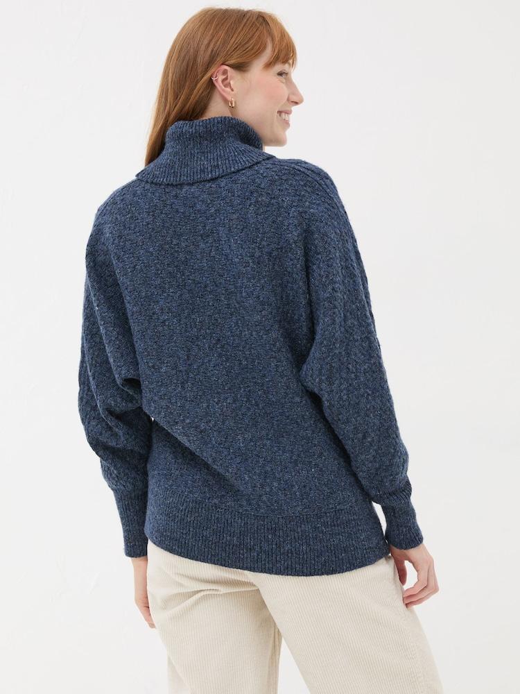 Fat Face Navy Amara Roll Neck Knitted Jumper